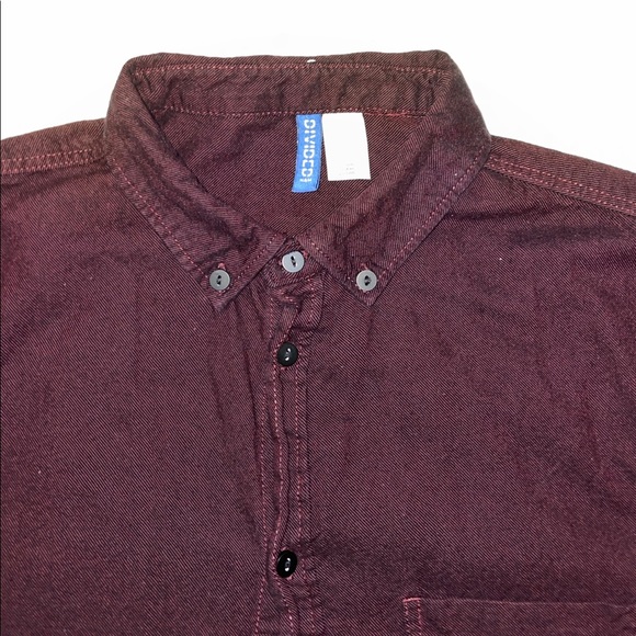 H&M Divided Long Sleeve Button Up Regular Fit Flannel Shirt with Pocket - Picture 3 of 4